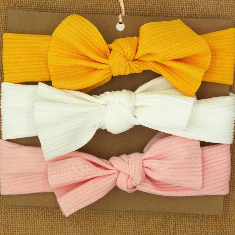

3pcs Baby Headband Adjustable Big Bow Headwrap Top Knot Headbands Over Sized Bow Hair Turban Newborn Head Band Girl Hair Bows, White