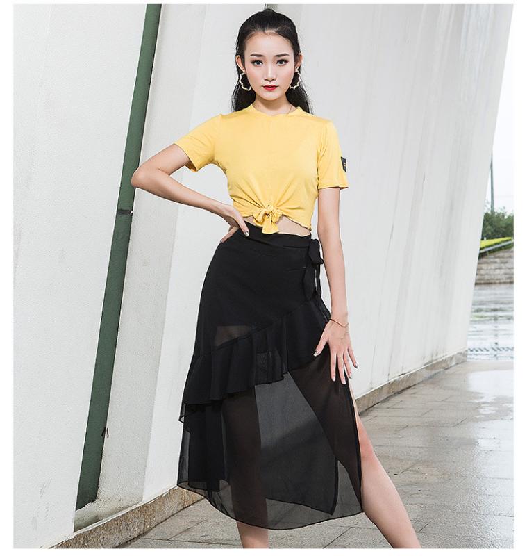 

Ballroom Dance Skirt Women Wing Skirt Performance Costume Tango Dance Dress Clear Waltz Competition Ballroom, Black