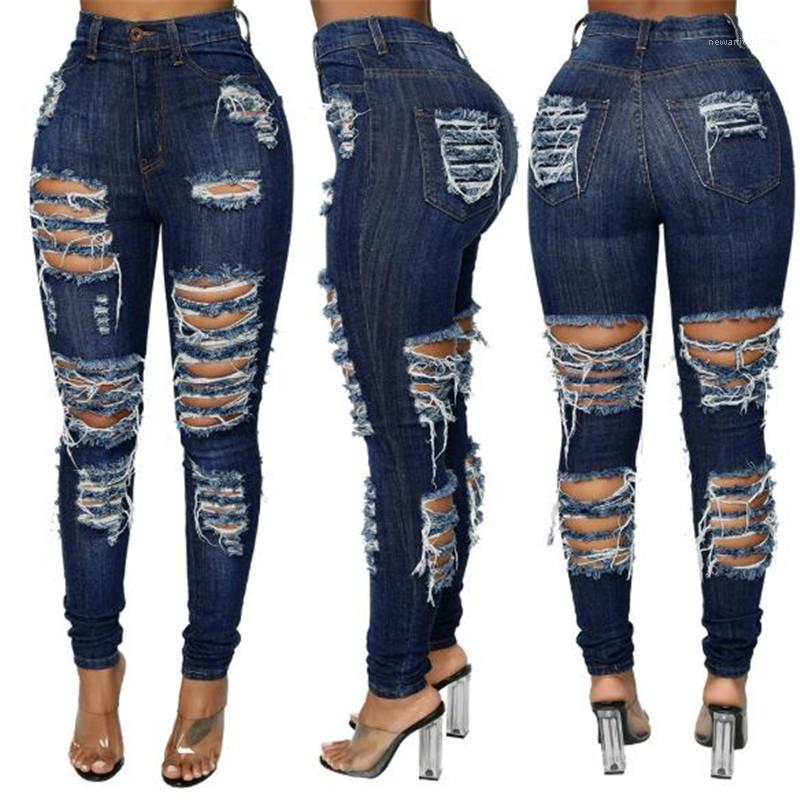 

Jeans Fashion Washed Ripped Skinny Long Jeans Pencil Pants Casual New Women Clothes Street Style Women, Blue