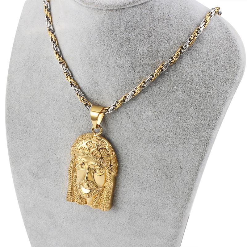

Necklaces For Mens Women Stainless Steel Byzantine imperial Chains Silver color Portrait of Jesus Pendant Necklace Men Jewelry