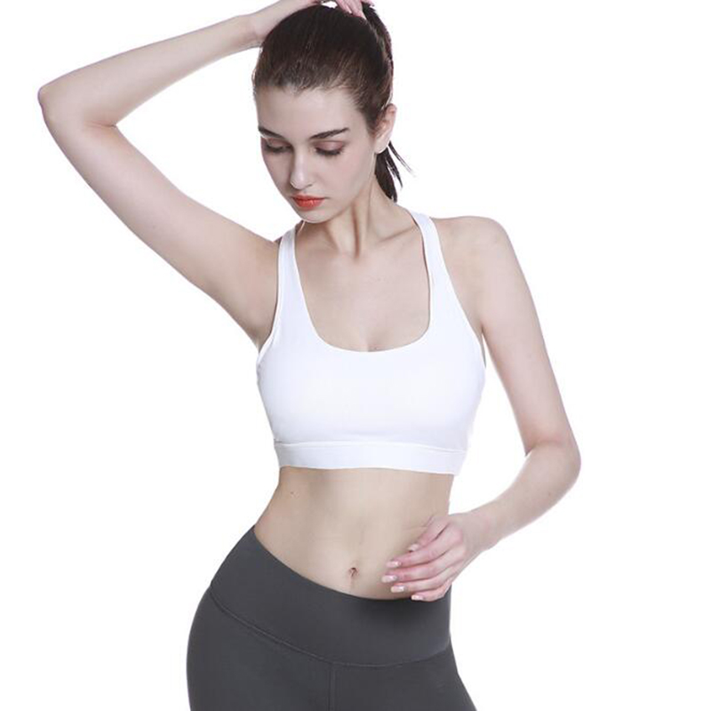 

2020 Women Fashion Yoga Bra Sexy Cross Back Tanks Bra Tops Workout Gym Fitness Top Brassiere Sport Femme, Black