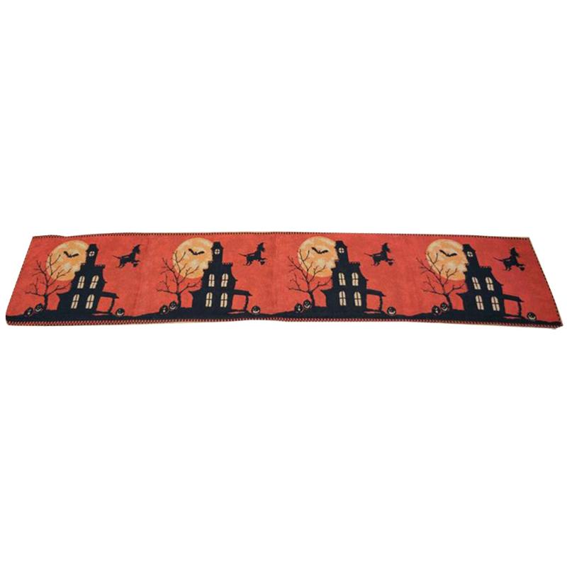 

1pc Decorative Table Runner Delicate Table Cover Castle Flag Halloween Tablecloth for Home Kitchen Party Bar, As shown