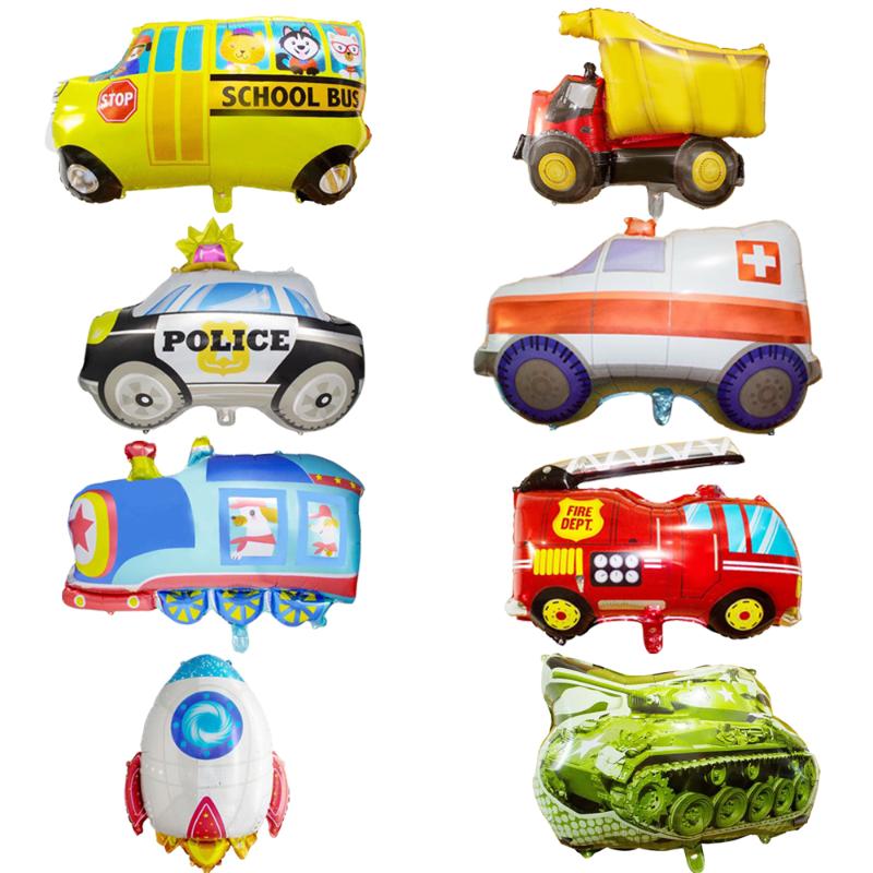 

1 pc large Vehicle series balloons Happy birthday party decorations kids gifts DIY cartoon car Foil balloon fire Truck Ambulance