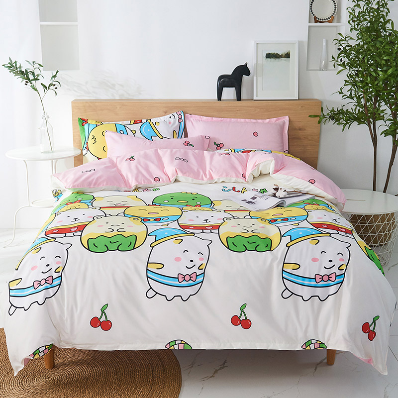 

Girl room decoration yellow cartoon bedding set King Queen Full single family size Sheet Pillowcase & Duvet Cover Sets, Do5