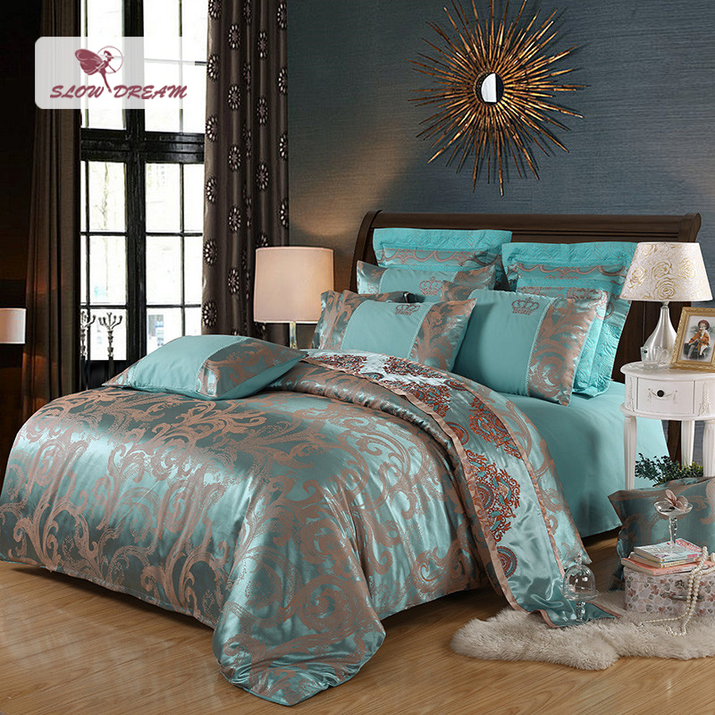 

SlowDream Fitted Sheet Elastic Band Bed Linen Euro Decor Bedspread Double Queen King Bedding Set Duvet Cover Home Bedding Set, 011