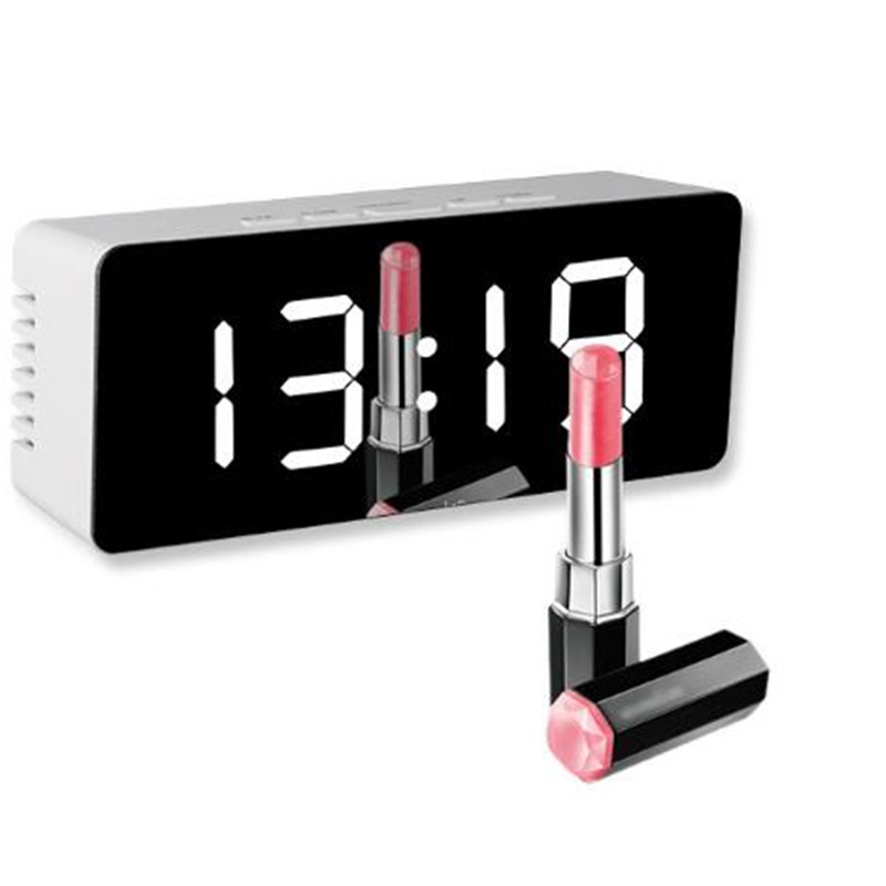 

Clock Home Decoration Electronic Large Time Temperature Display LED Mirror Alarm Clock Digital Snooze Table Wake Up Light