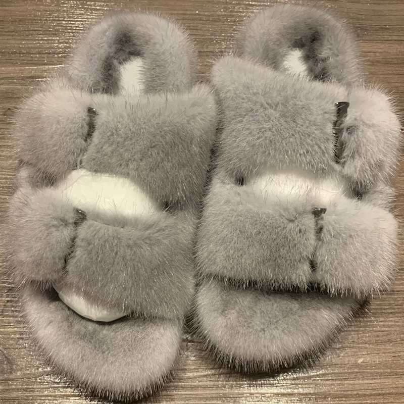 

ladies natural fur slides ladies real slides cute women slippers, As picture