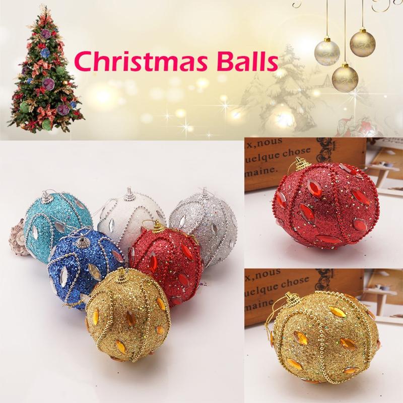 

8CM christmas tree ball Rhinestone Glitter Baubles Ball Xmas Tree Ornament Decoration Balls palline albero bolas natale L1007