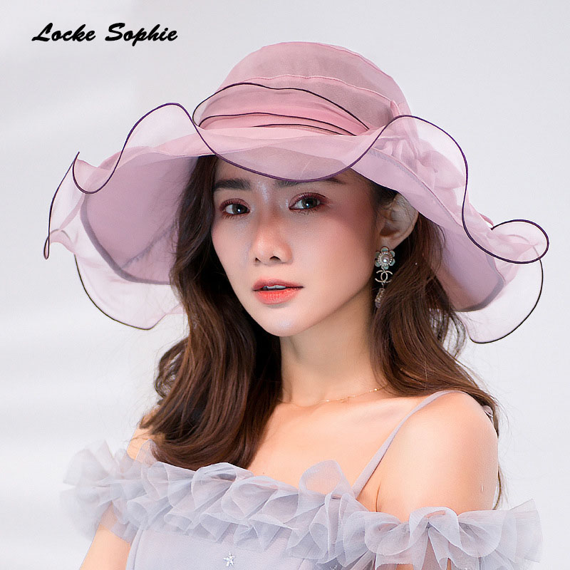 

1pcs Women's beach hats Cap 2020 Summer Foldable mesh Splicing Ruffles Floppy Sun Hats Casual Ladies sombreros bowknot hat Girl, Blue