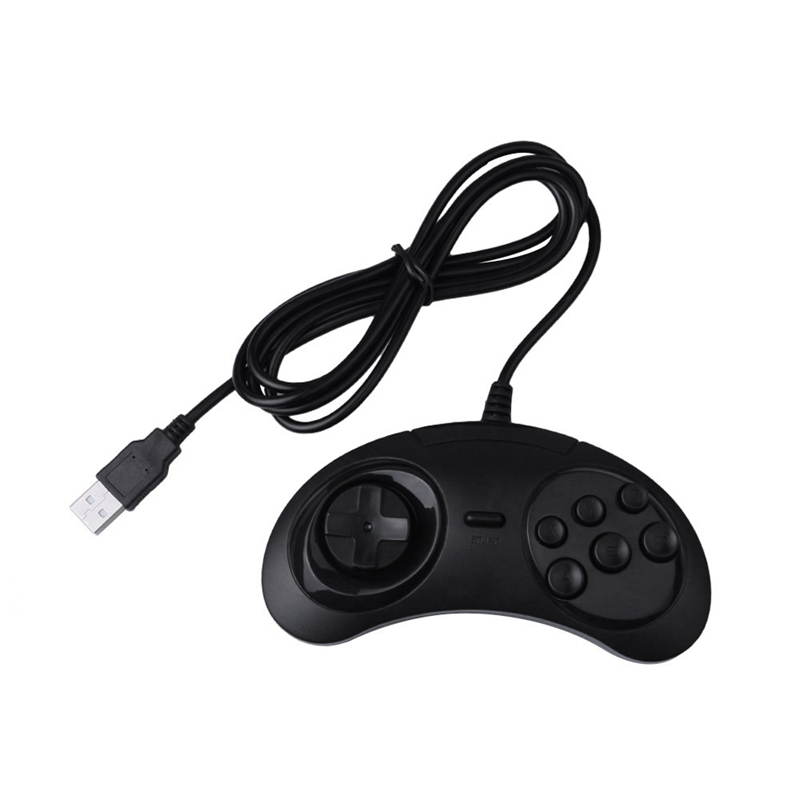 

Gamepad Wired 6-Key Usb Game Controller Joypad For Genesis / Md Pc / 2 Y1301 Mac Black Plastic
