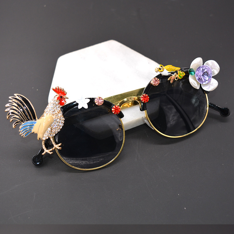 

2020 Baroque Handmade High Quality Sunglasses for Women Cat Eye Girl's Glasses Golden Chicken Ladies Sun Glasses for Party Gifts