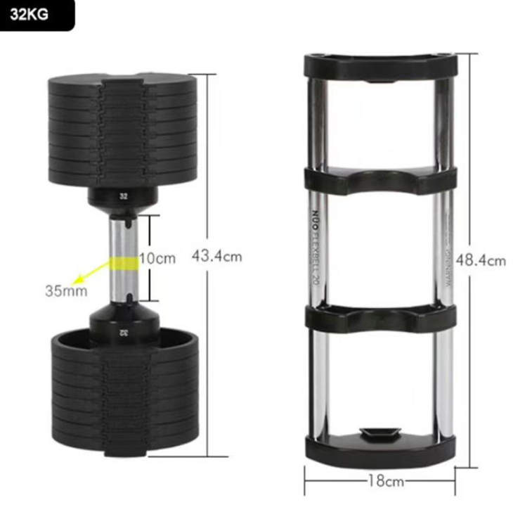 

20kg 1pcs Multifunctional adjustable dumbbell set home dumbbell rack gym, Red