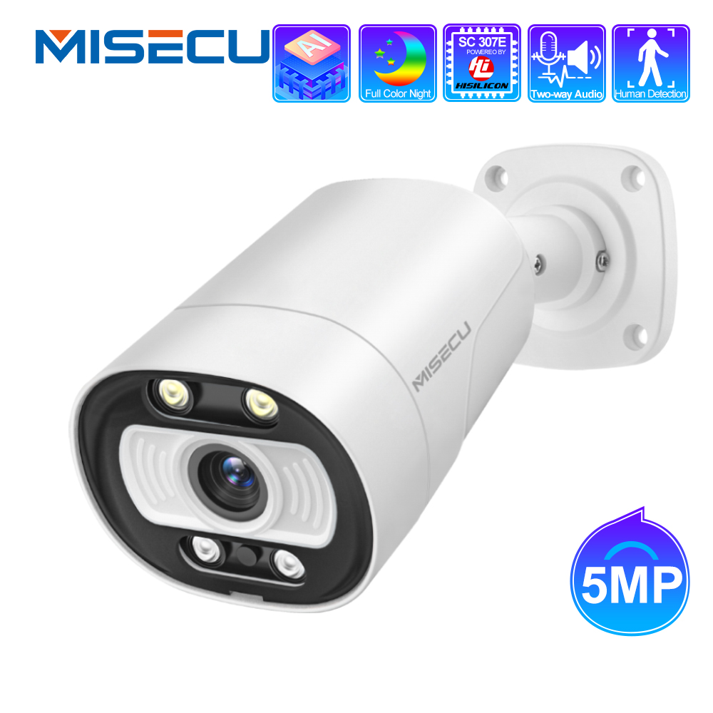 

265 5MP IP Camera PoE Outdoor Bullet Security Camera Two -Way Audio AI Smart Humanoid Detection Alarm XMEye ONVIF P2P