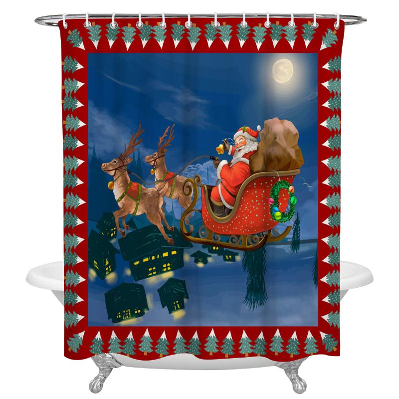 

Santa Claus Snow Night Waterproof Shower Curtain Home Hotel Bathroom Decor Accessories Polyester Fabric Shower Curtains
