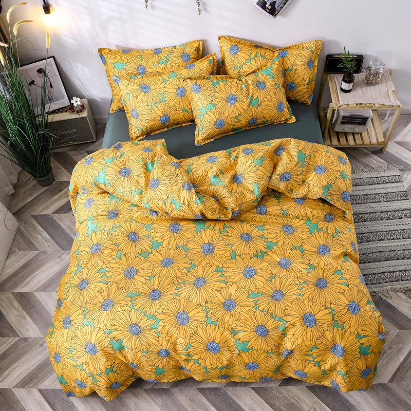 

4pcs Flower Print Bed Cover Set Kids Boy Girl Duvet Cover Adult Child Bed Sheets And Pillowcases Comforter Bedding Set 61061, 2tj-61054-013