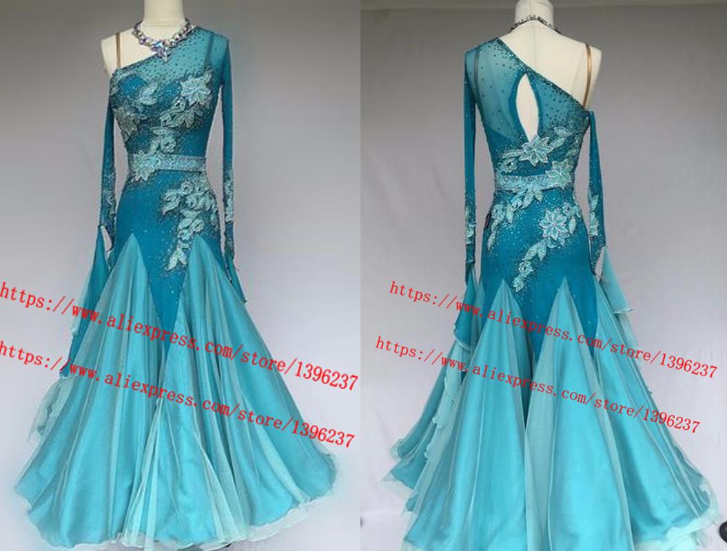 

Ballroom Competition Dance Dress 2020 New High Quality Long Sleeve Waltz Dance Costume Adult Standard Ballroom Dresses, Picture color