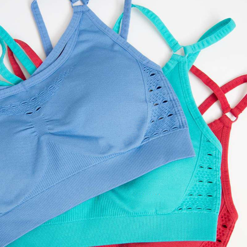 

Energy Seamless Sports Bra Back Cross Strappy Yoga Bra With Removable Pads Brassiere Woman Running Sport Fitness Top Active Wear, Blue