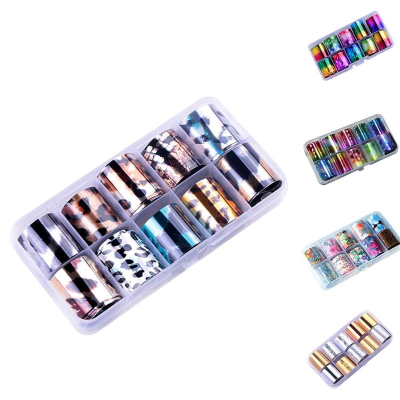 

10Rolls/Set Glitter Nail Art Foils Laser Tips Stickers DIY Manicure Decorations Nail Stickers Art Decoration Stickers