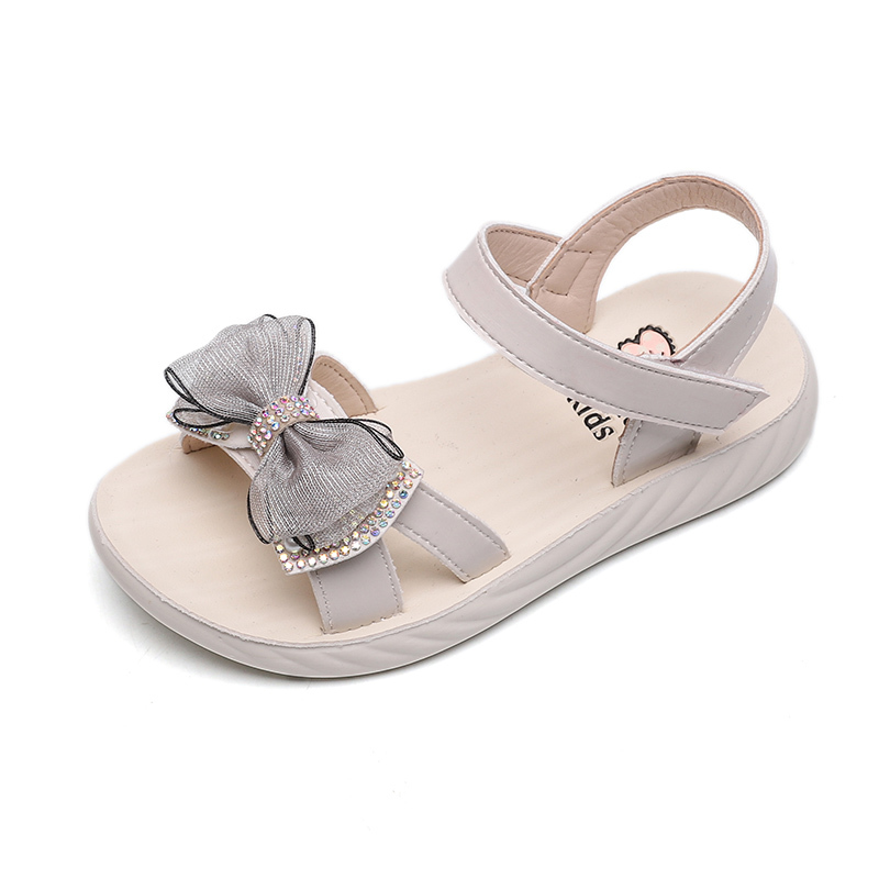 

Children Sandals Princess Summer Girls Sandals Big Kids Sweet Beach Shoes Soft Rubber Bow-knot With Crystal Bling Elegant 26-37, Light pink