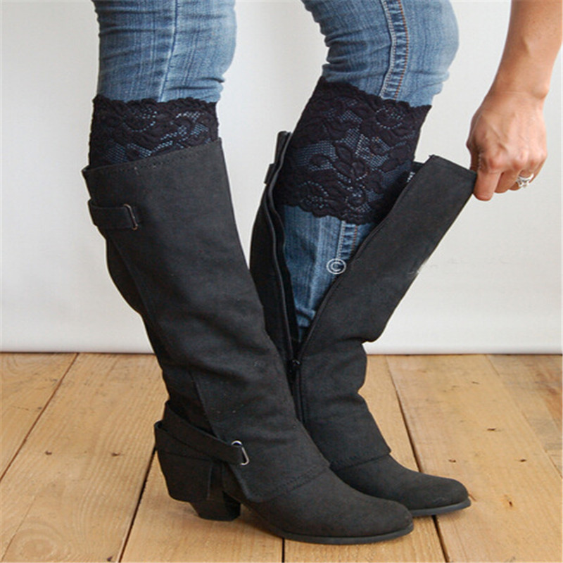 

Women Girl Lace Boot Cuffs Flower Leg Warmer Stretch Trim Toppers Socks, Type5