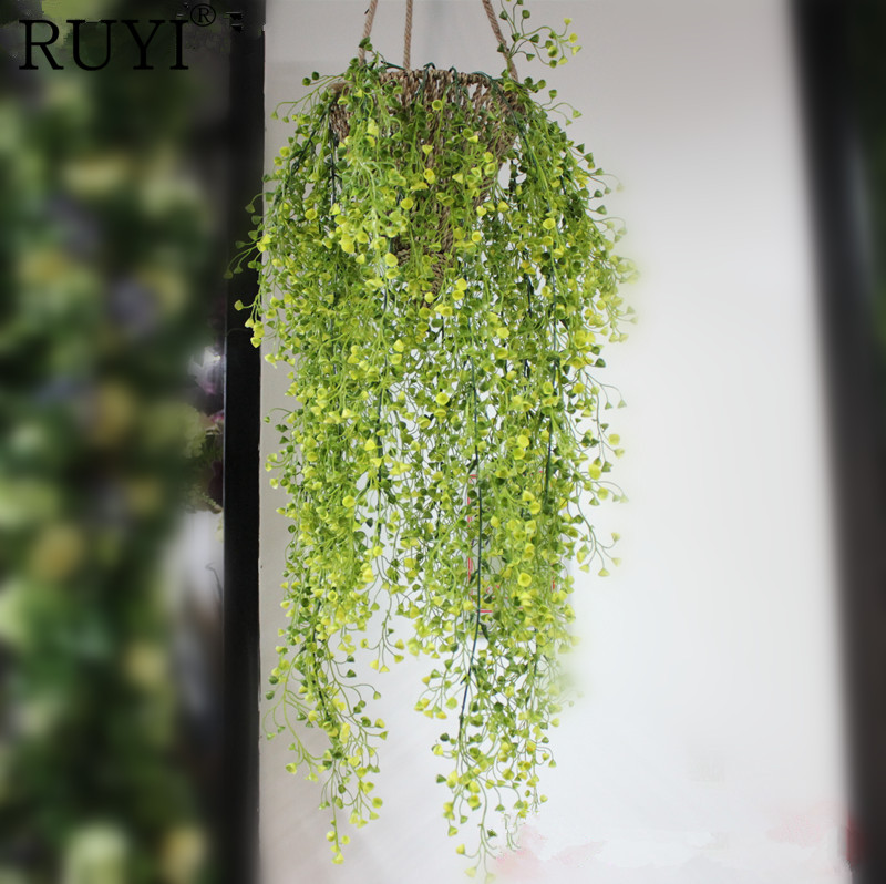 

Green Hanging Plants Artificial Plants+Mini flower Willow Wall Home Decoration Balcony Decorattion Flower Basket Accessories, White