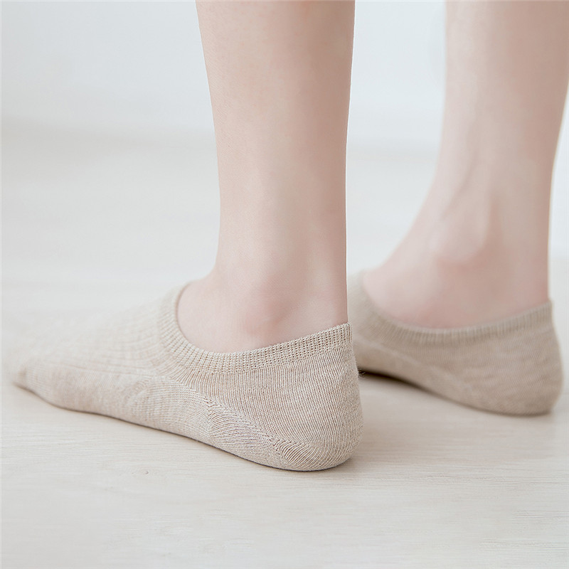 

Fashion Wild Shallow Mouth Invisible Boat Socks Slipper Anti - Skid Sock Women Socks Spring Summer Solid Color Boat Sock, Beige 5 pairs