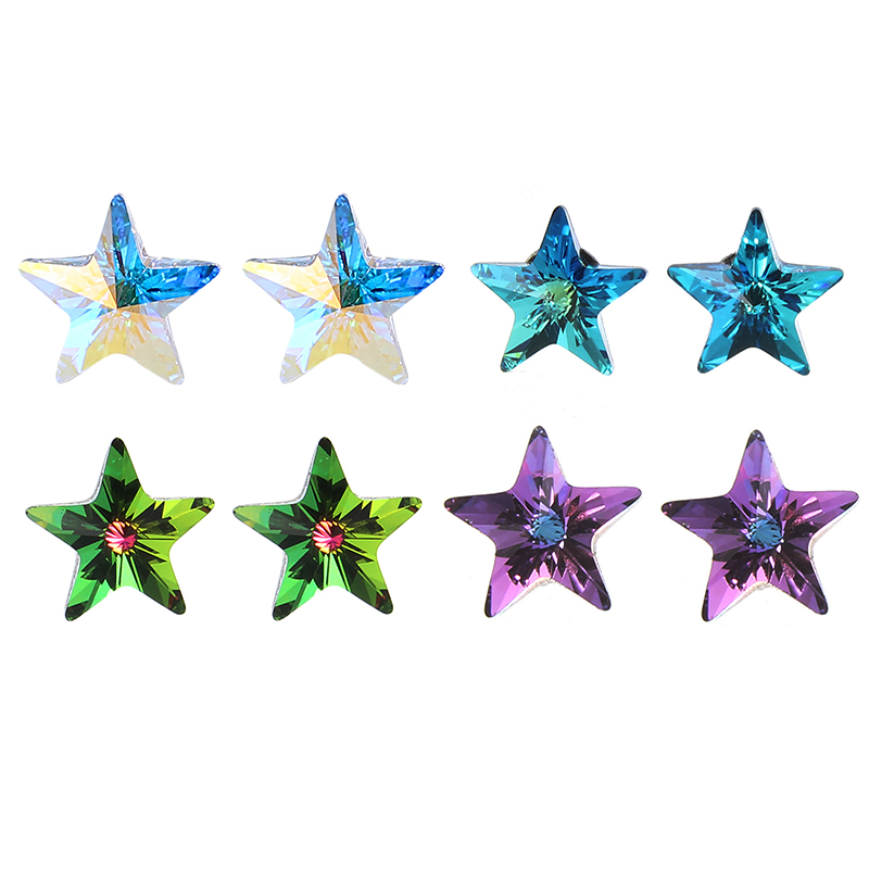 

Stud Earrings For Women Gift Silver color Green Earrings Star Girl Party Trendy Jewelry