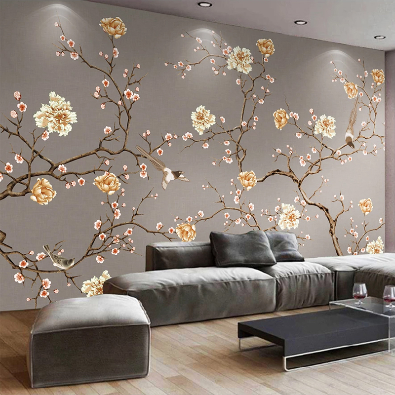 

Custom 3D Mural Wallpaper Flower and Bird Art Wall Painting Photo Wall Papers Home Decor For Living Room Bedroom Papel De Parede, As pic