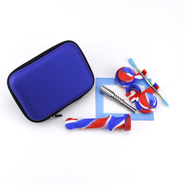 

Wholesale Other Smoking Accessories Set Gift Bag Silicone Jars dab straw Dabber Rig Tool Wax Container glass oil burner pipe with smoke accessorie