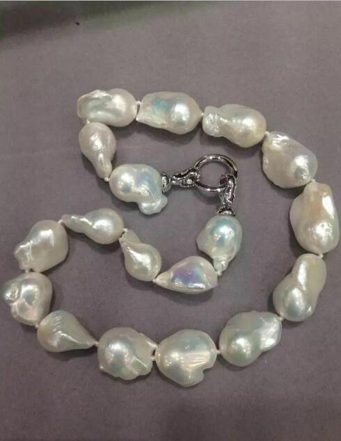 

gorgeous 20-28mm south sea baroque white pearl necklace 18inch 36