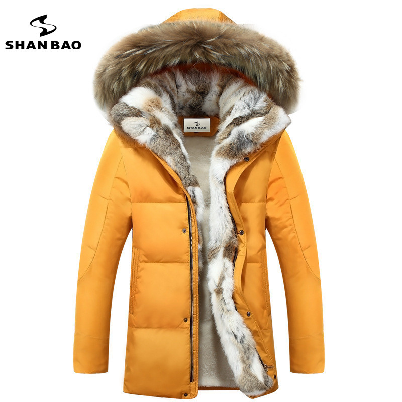 

Men's and women's leisure down jacket high quality thick warm warm with Fur hooded parka brand big size yellow black white S-5XL