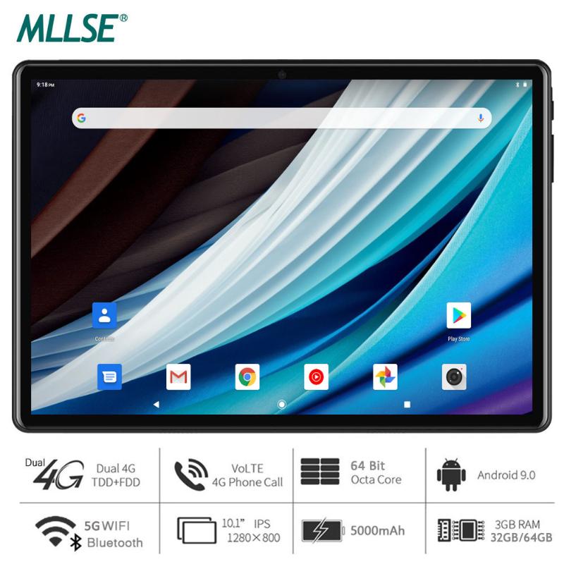 

MLLSE Tablet, Octa Core Processor, 4GB RAM, 64GB Storage, Android 9.0 Pie, 10 inch tablet, 1280x800 IPS, Wi-Fi, USB Type C, Black