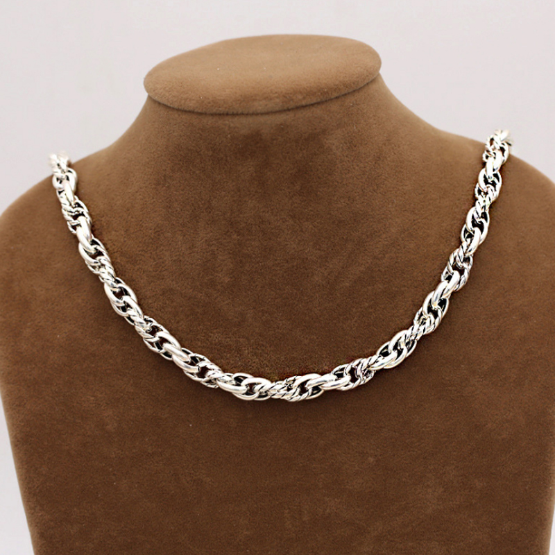 

8mm Real 925 Sterling Silver rope punk rock Chain Necklace Men Women Jewelry gift A4567