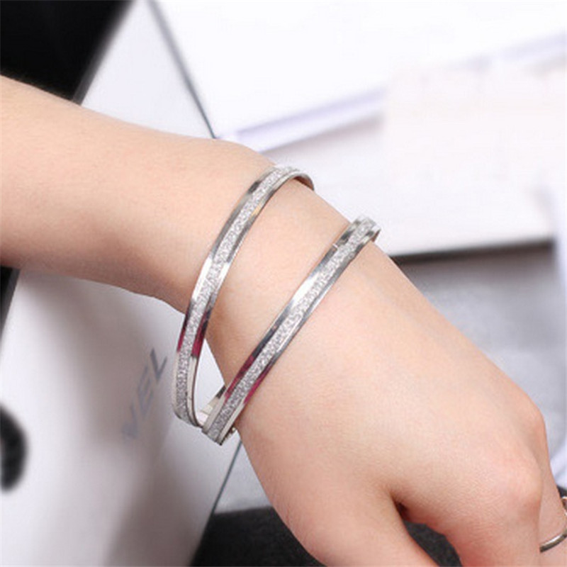 

NDFSOUL 2PCS/LOT Fashion Double circle matte rose gold bracelets Bangles YWLY10