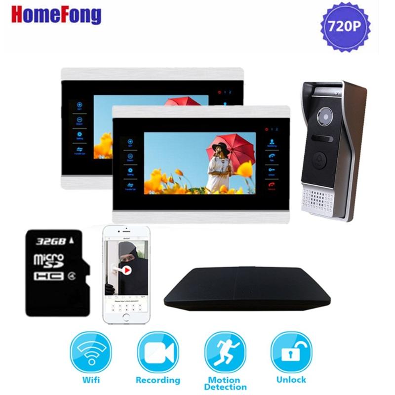 

Homefong 720P Wifi Intercom System Wireless Video Doorbell With Monitor Remote Unlock Record Answer Android ISO Phone Supported