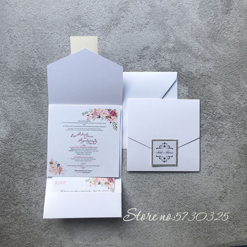 

1fullset White Pearl Paper Laser Cut Wedding Invitation Card With Ribbon Personalized Wedding Decor Party Supplies