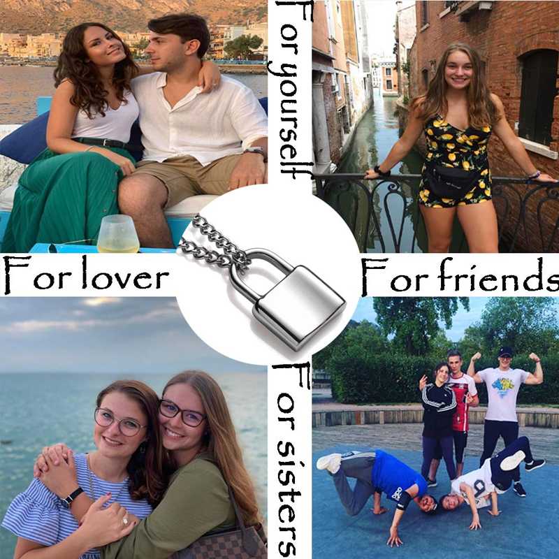 

Lock pendant necklace women stainless steel statement necklace pendant hip hop couple jewelry gifts for man accessories