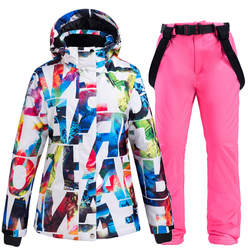 

Ski suit women' suit outdoor veneer double-board ski underwear windproof waterproof warm thickened, Pink