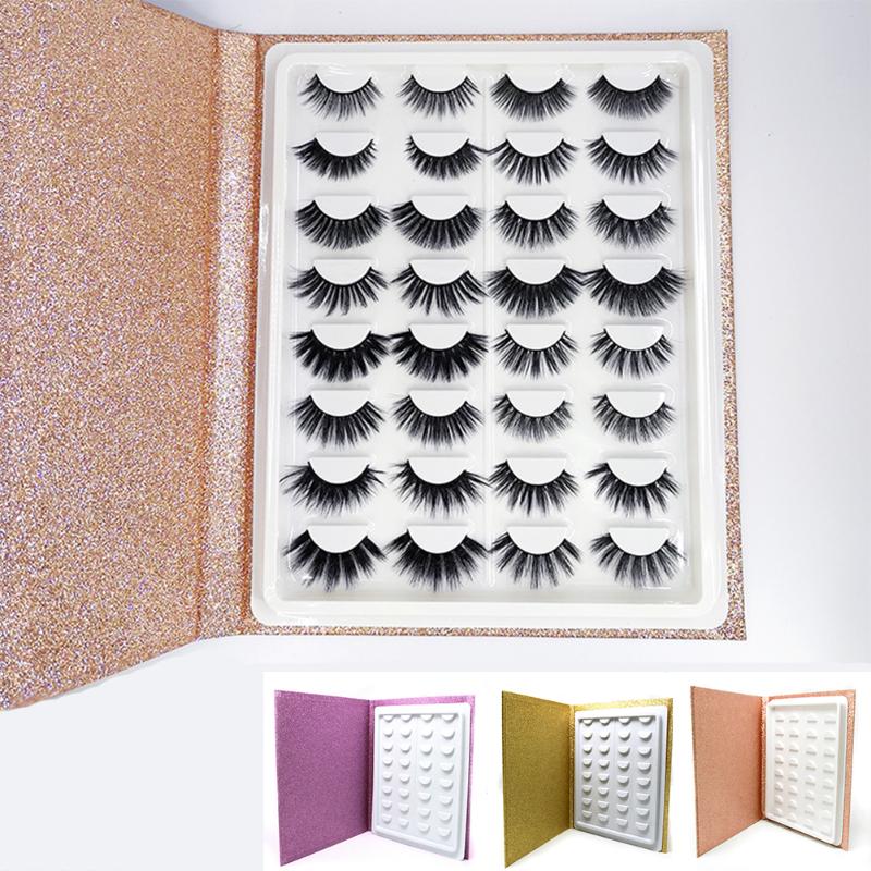 

16 Pair Eyelash Storage Book Glitter Paper Container Compartment Sample Catalog Gift Travel Care Cosmetic Makeup Display