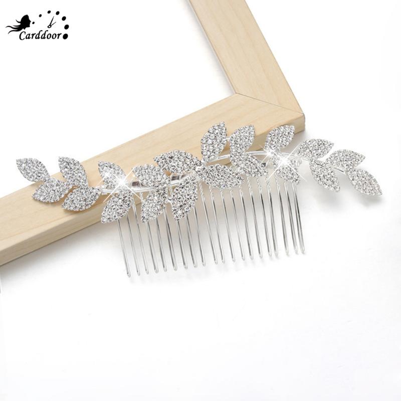 

Carddoor Plant Rhinestone Hair Comb Bridal Headdress Wedding Jewelry Handmade Princess Flower Crown Hair Clip Accessories