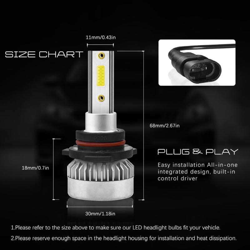 

LED Headlight Bulbs Car Led Light 4/9006 110W 20000LM COB Car Headlights Full Aluminum x 2 and Waterproof Rate IP68