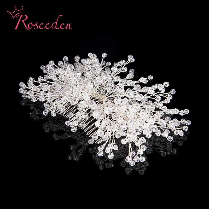 

Roseeden handmade silver Color Rhinestone Bridal headband hairpin wedding hair ornament accessories crystal hair comb RE710