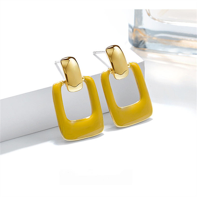 

Fashion Women earring personality Simple geometric earrings lady Cute Romantic Rectangular metal stud earrings for women jewelry