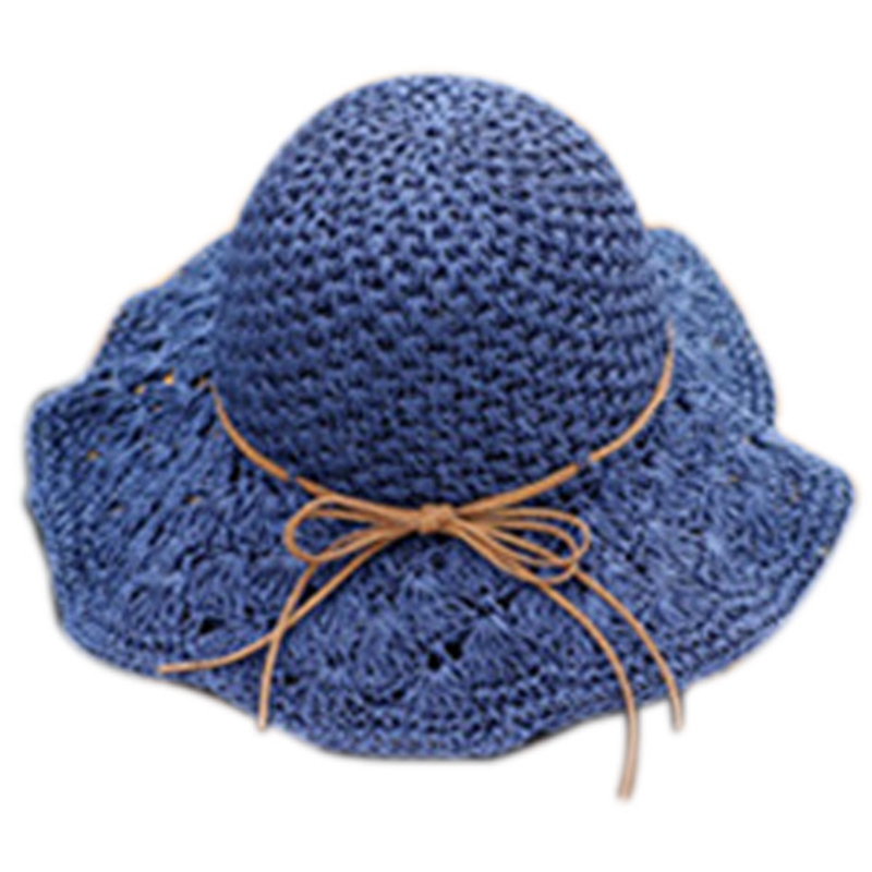 

New Hat Summer Women'S Foldable Large Brim Beach Sun Hat Straw Beach Cap For Ladies Elegant Vacation Travel Hats Navy, Navy blue