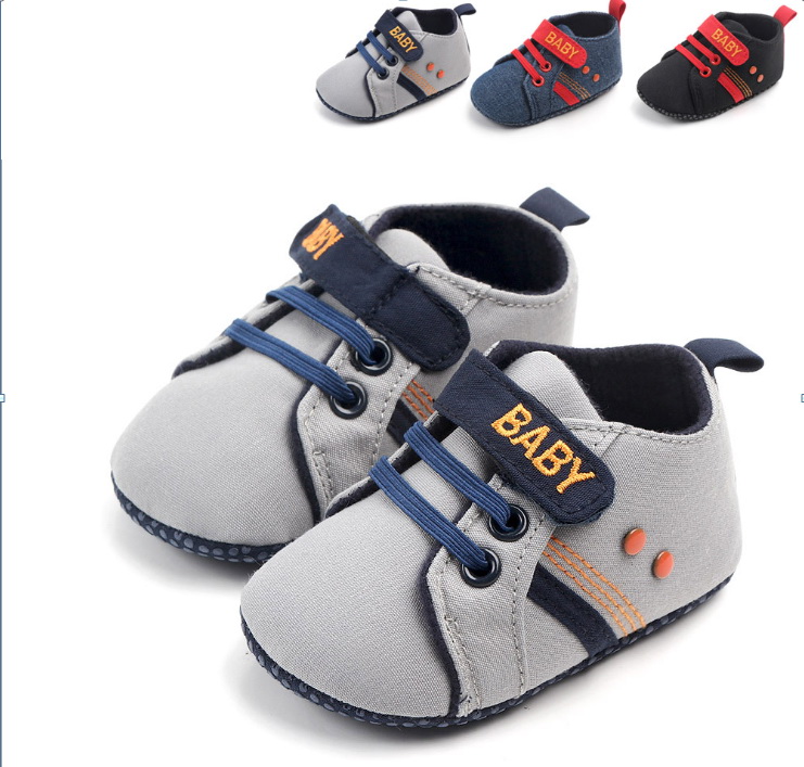 

DHL 50pair Classic Canvas Sneakers Baby Boys Shoes Newborn Infant Soft Sole No-slip First Walker Prewalkers Hook&Loop Shoe, Black
