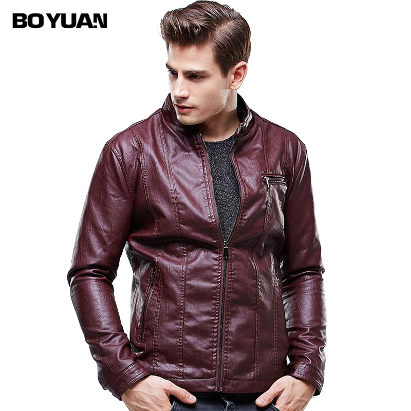 

BOYUAN Mens Leather Overcoat Jaquetas Masculina Em Couro Leather Jacket Men Cazadora Piel Hombre Jaqueta De Couro Masculina 627, Black