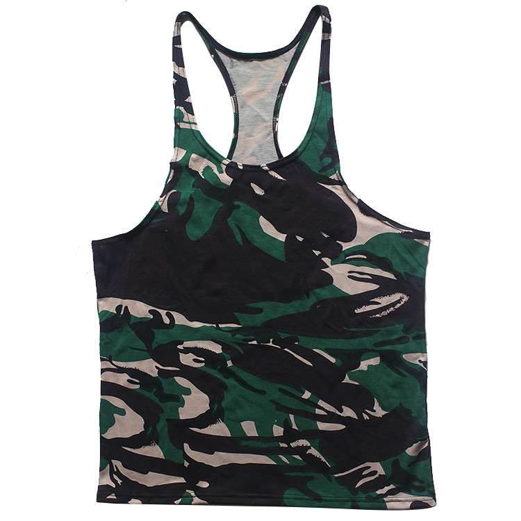 

Running Sports Vest Fitness I-Shaped Vest Healthy Beauty Sports Camouflage I-Shaped Thin Shoulder Strap Curling, As pic