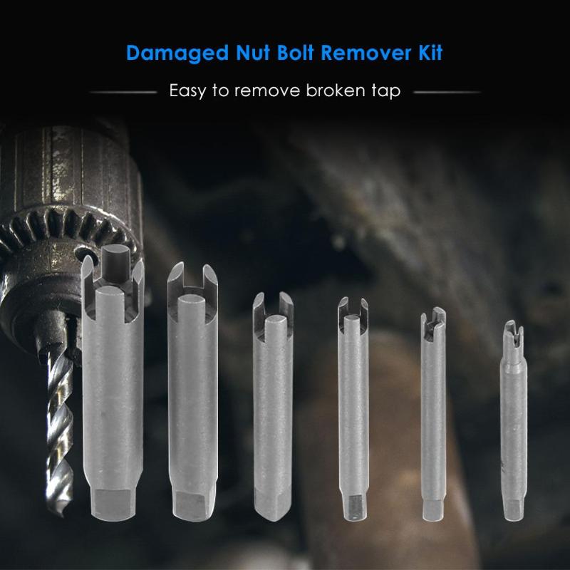

6pcs/set Alloy Steel Broken Head Taps Remove Stripped Screw Tap Extractor Drill Bits Guide Set Broken Bolt Stud Remover
