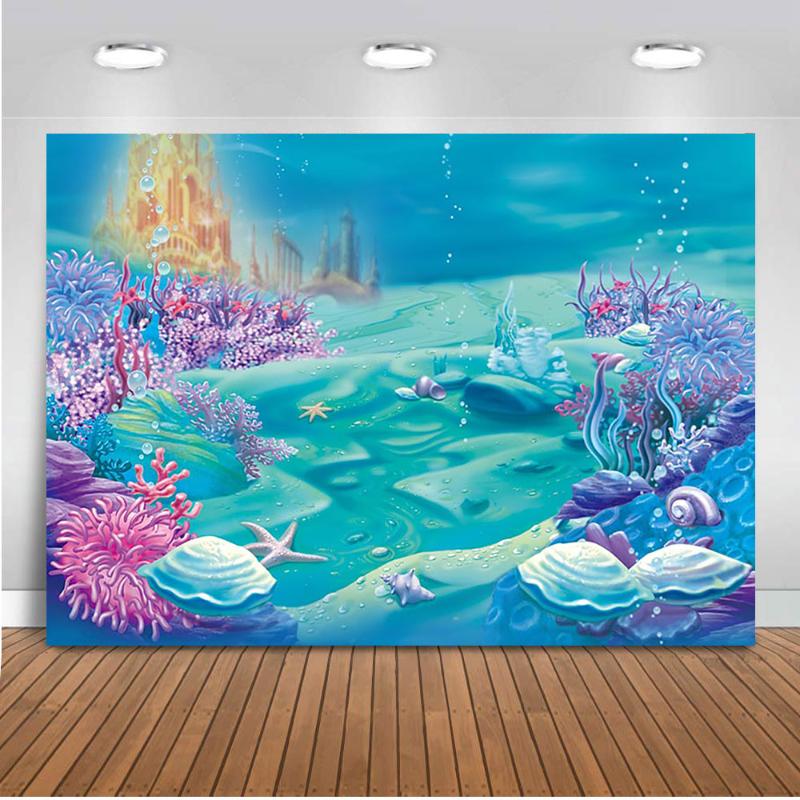 

MEHOFOTO 7x5ft Photography Under Sea Castle Backdrop Ocean Bubble Birthday Party Photo Studio Booth Background Newborn
