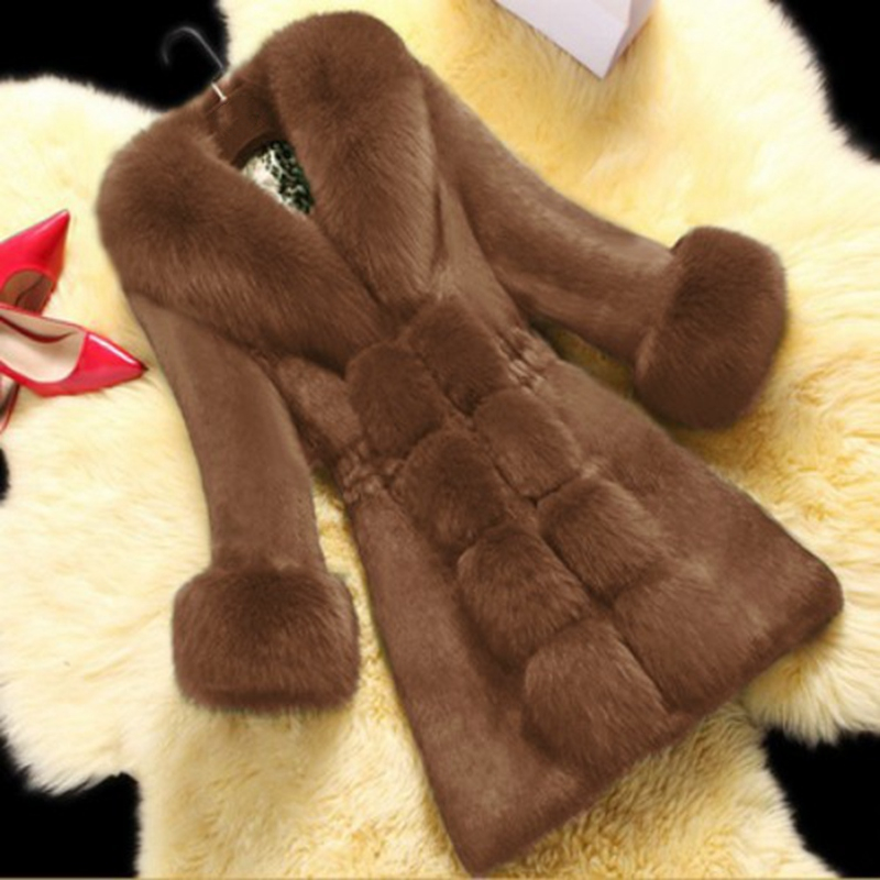 

Lugentolo Fur Coat Long Autumn Winter New High-end Imitation Hair In The Long Section 7 Color Plus Size 6XL, Black